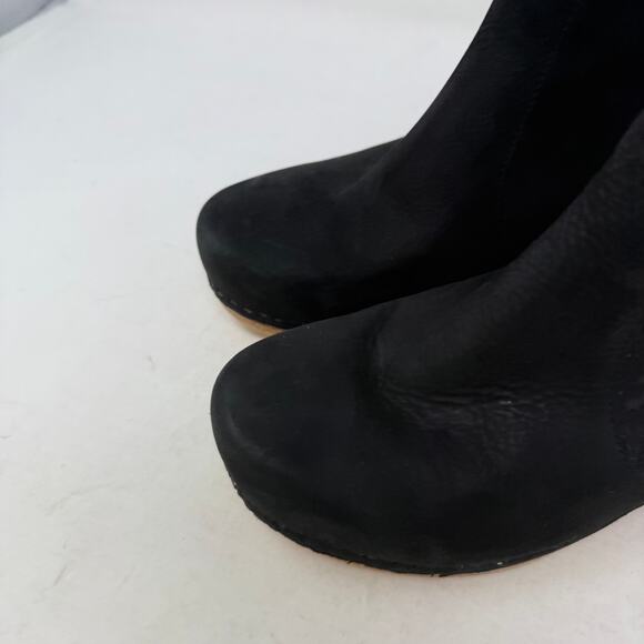 Dansko Black Leather Ankle Boots Maria Size 39 Comfort Block Heel Side Zip Clogs - Picture 2 of 15